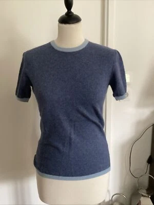 Pull sans manches CASHMERE & SILK taille S/M bleu cachemire/soie très bon état - Photo 1/4
