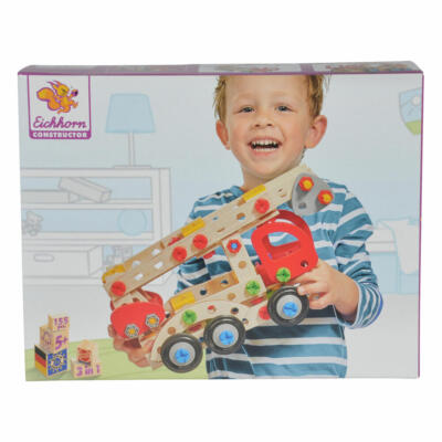 Eichhorn Constructor Feuerwehrauto Set 155-tlg. Bausatz Kinder Spielzeug Holz