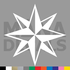 Compass Rose Vinyl Die Cut Decal Sticker - Nautical Star Boat Ship Sea Ocean