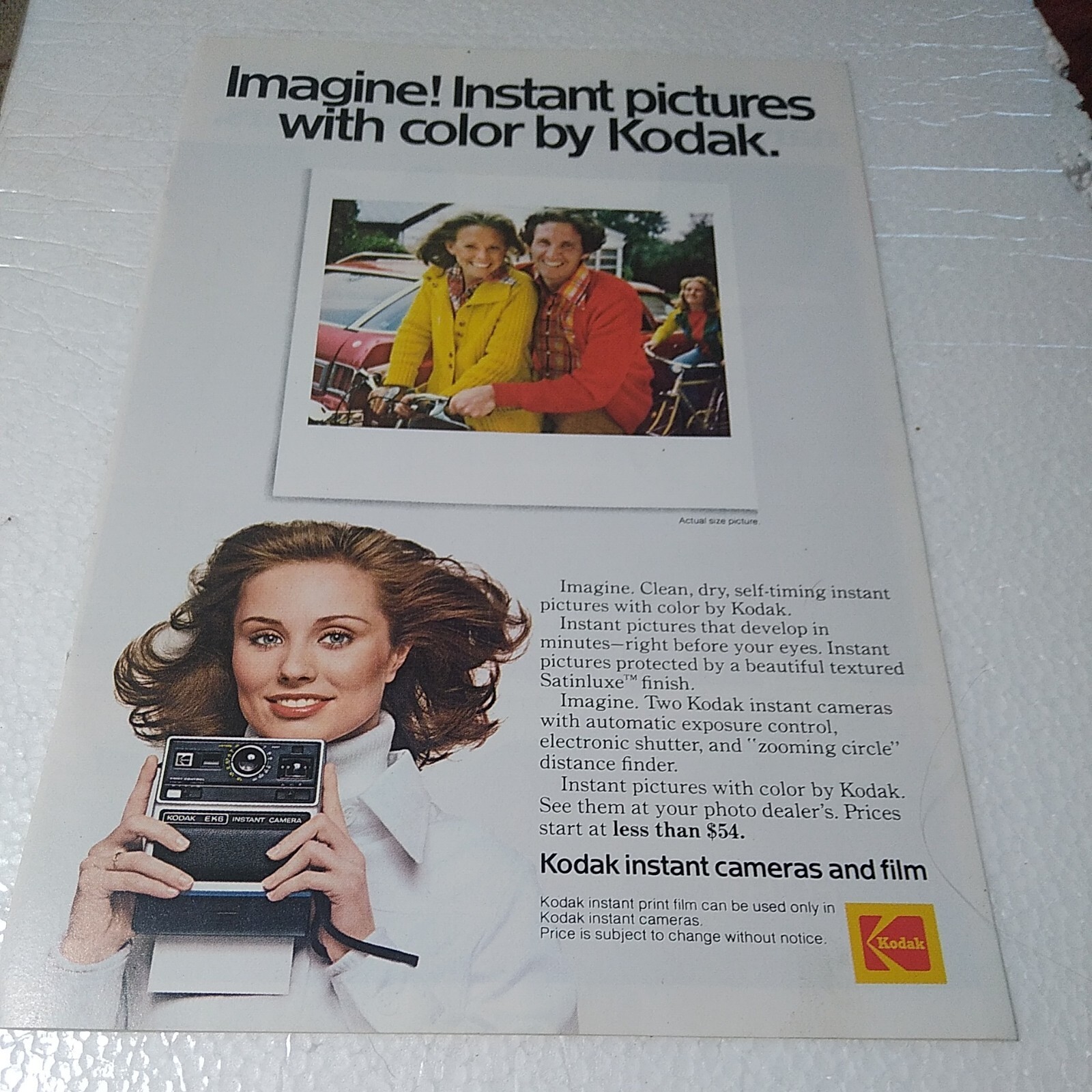 Kodak Instant Camera Print Ad 1970s OR PICK ANY 3 ADS FOR $24! FLIPSDE Ford LTD-image