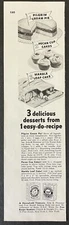 1954 Arm & Hammer Baking Soda Cow Brand Baking Soda 3 Desserts Vtg Print Ad