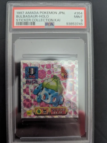 1997 AMADA POKEMON JPN #354 BULBASAUR-HOLO STICKER COLLECTION KAI PSA9