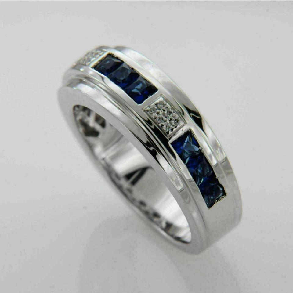 Unisex 2.25Ct Diamante 925 Plata Esterlina Aniversario Banda Simulada en Tama... - Imagen 4 de 4