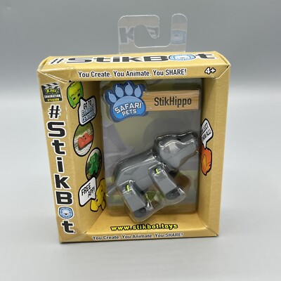 Stikbot Safari Pets 2.75'' Gray Hippo Posable Action Figure Zing Toys