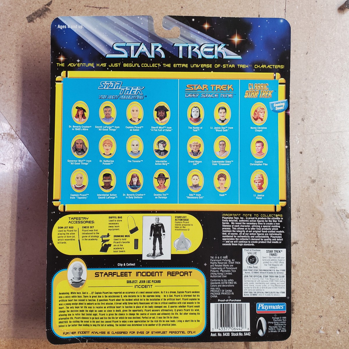 Picard Tapestry #6442 Star Trek:Next Gen Playmates 4½