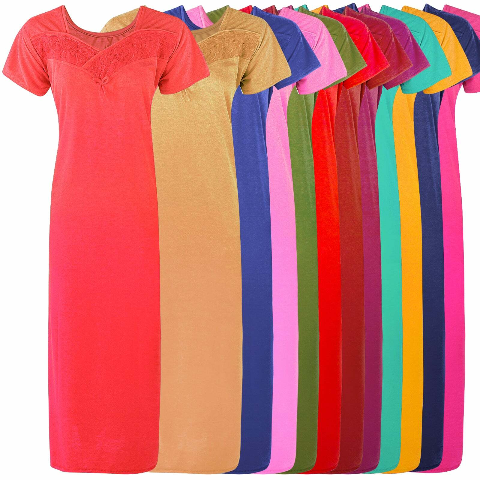 Women Long Short Sleeve Nightdress T Shirt Nighty Nightshirt Nightie Chemise  | eBay