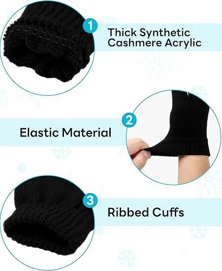 Lote de luvas masculinas femininas de lã merino forro dedo/sem dedos/tela sensível ao toque - Imagem 4 de 4