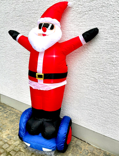 XXL LED  Weihnachtsmann auf Hoverboard 210cm hoch aufblasbar Garten Deko IP44 - Bild 1 von 2