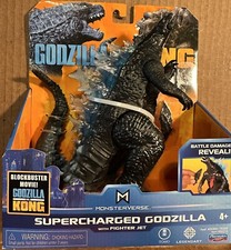 Supercharged Godzilla Battle Damaged Figure w/ Fighter Jet Playmates NEW