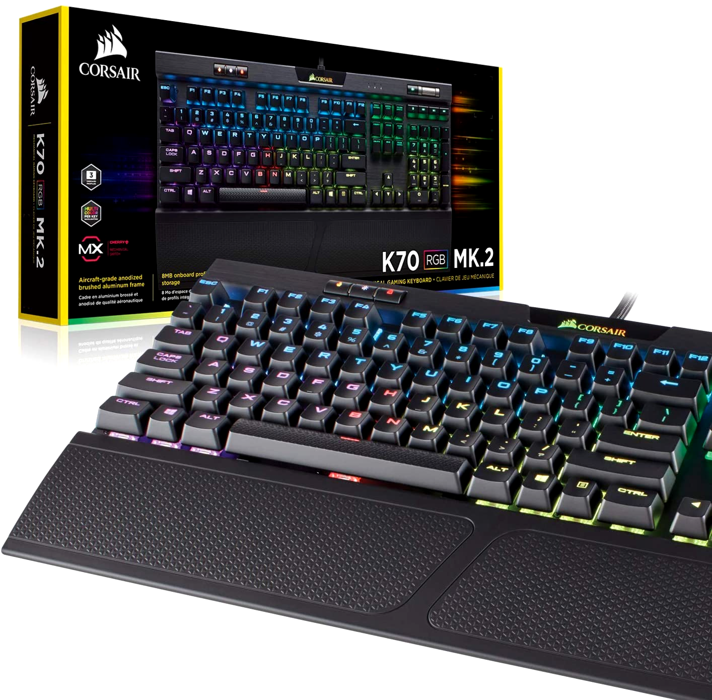 Prik passend voorjaar CORSAIR K70 RGB MK.2 RAPIDFIRE Mechanical Gaming Keyboard USB Cherry MX  Speed 843591061827 | eBay