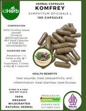  idHerb CAPSULES KOMFREY SYMPHYTUM OFICINALE L. NATURAL ORGANIC HERBAL HERBS
