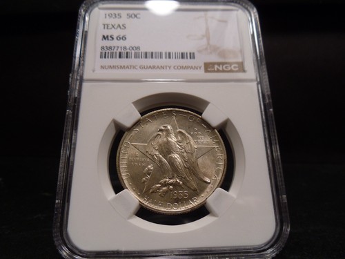1935 MS66 Texas Silver Commemorative NGC Certified Gem - Bright/Faint Gold Hue