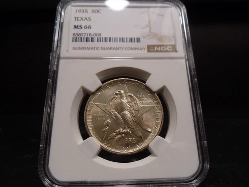 1935 MS66 Texas Silver Commemorative NGC Certified Gem - Bright/Faint Gold Hue