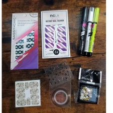 NAIL ART LOT NCLA Nail Wraps Sassy Chic Stickers Hansen Pen Black White Yellow