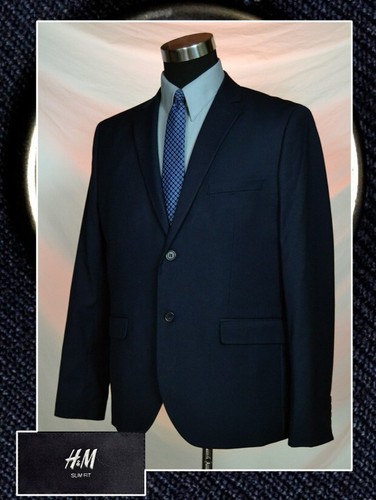 Classic Solid Navy Blue Sport Coat (Size 42L) By: H&M - Picture 11 of 11