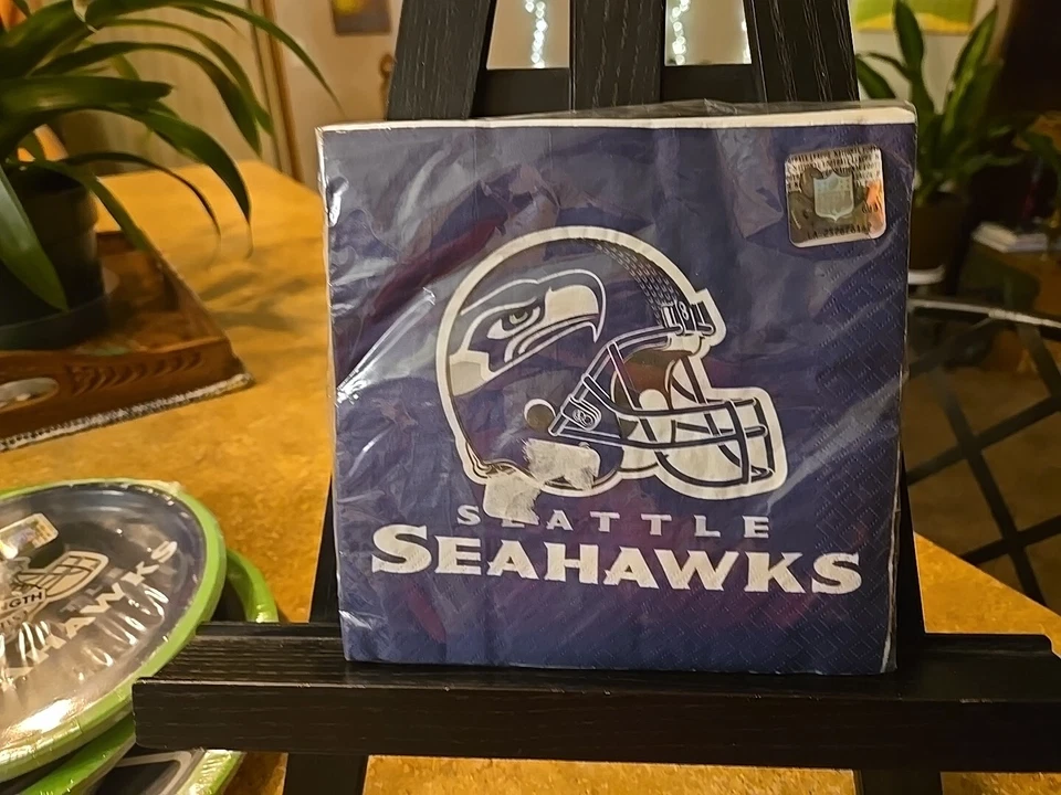 Seattle Seahawks Paper Dinner Dessert Plates Napkins Football Party Serves 16 - Image 4 of 4