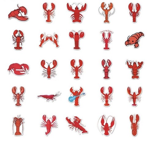 50pc Red Lobster Sticker Pack Quality Matte Finish Vinyl ~ Party Favor For Feast - Picture 5 of 6