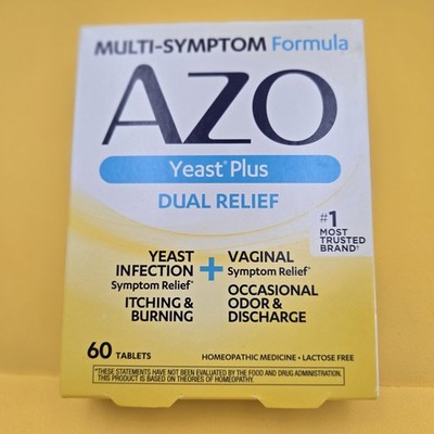 AZO Yeast Plus Dual Relief Yeast Infection Vaginal Symptom Relief 60 Ct 