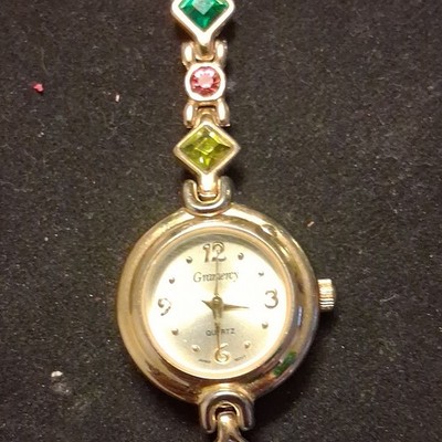 Gramercy Quartz Gold-Tone Analog Wristwatch with Multicolor Stone Bracelet