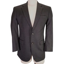 Jos A Bank Sport Coat Mens 41R Wool Gray Micro Plaid Lined Jacket Blazer