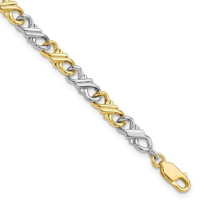 10K bicolor Gold 4,25 mm ausgefallene Kette Halskette 7 Zoll Herren Damen