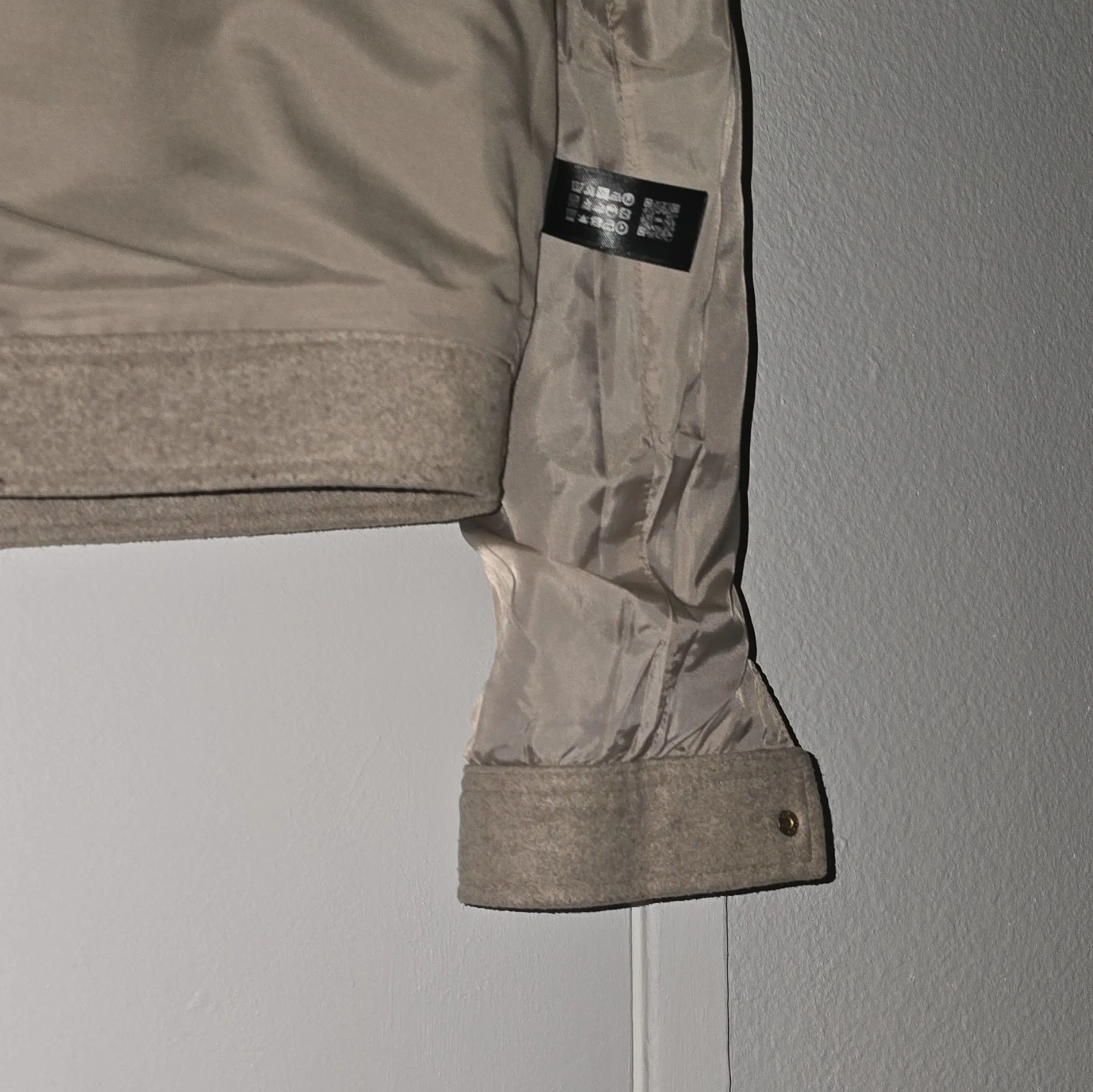 ZARA  Beige Wool Blend Full Zip Jacket Lined Pockets Size L image 12