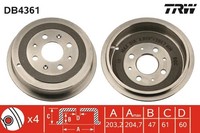 2X Bremstrommel TRW DB4361 FüR Opel Fiat Corsa EVO M13 L08 Adam S07 Punto L68