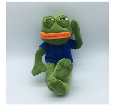 45cm Sad Frog Plush Toy Soft Stuffed Pillow Expression Pepe The Sad Frog Animal 