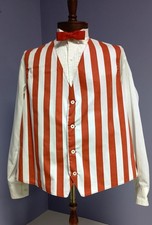 Vest Men's Red/Wht Stripe Barbershop/Gay 90's Theatrical Costume Full Back Vest