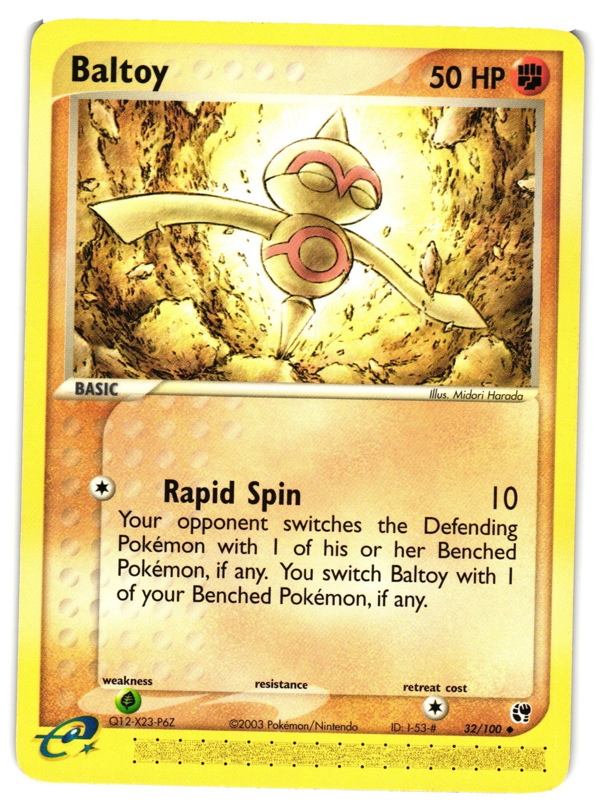 Pokemon TCG Baltoy 32/100 Uncommon Sandstorm LP