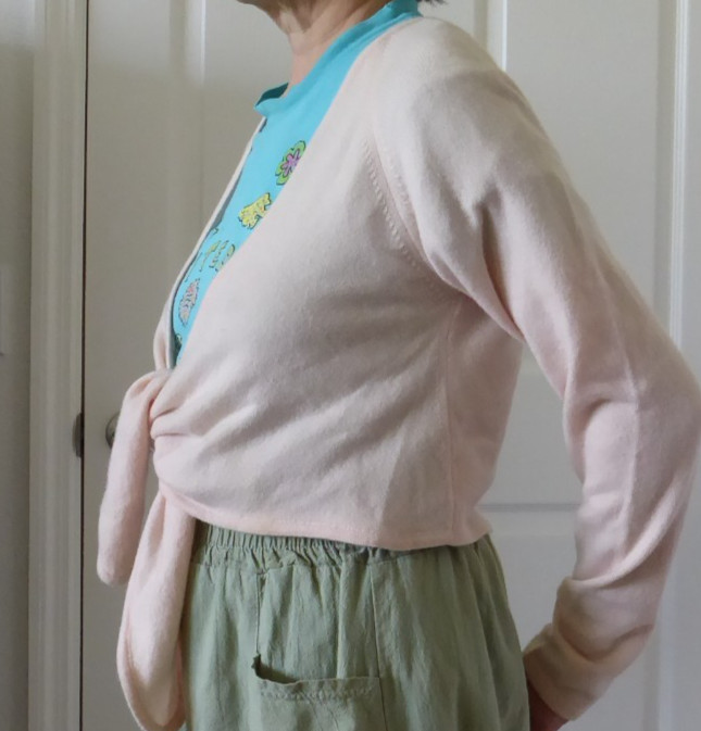 Rare Scotland Johnstons of Elgin Baby Pink 100percent Cashmere Cardigan Sweater Size M image 2