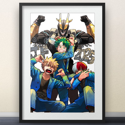 Bakugo Izuku Shoto All Might Art by Horikoshi - 11x17''  Poster My Hero Academia