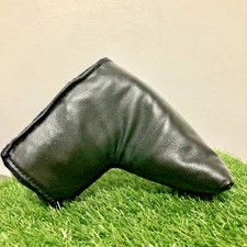 Hand Crafted Lamb Leather Putter Head Cover Blade/Mid Mallet -  Black