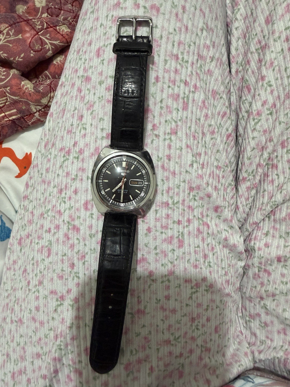 Rare Vintage Seiko 5 Sports 21 Jewels Automatic Watch For Mens Japan Made 6319 image 7