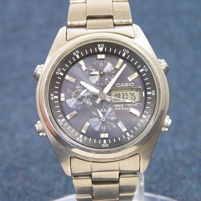 Retro Casio WVQ-500TDJ JDM Titan Solar Wave Ceptor Uhr Japan Modell Silber