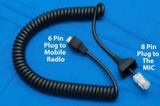 8 Pin to 6 pin Microphone Cable Coiled Cord for Kenwood Mobile TK-6110K TM-471A