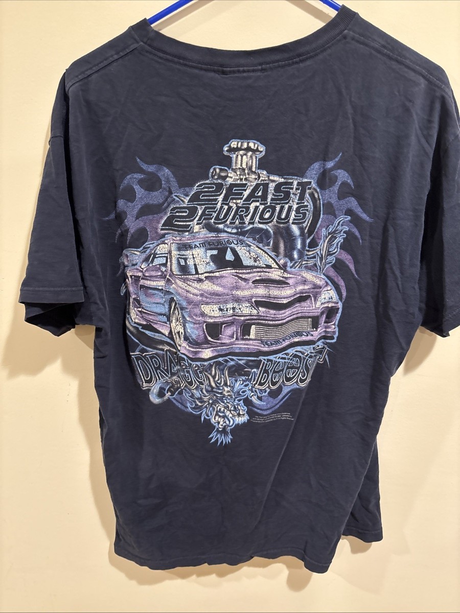 Vintage 2 Fast 2 Furious Dragon Boost Movie Promo T Shirt L Y2K Street Racing View 2