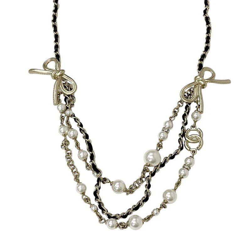 CHANEL Collana Ciondolo Girocollo Oro Marca Coco Nastro Strass