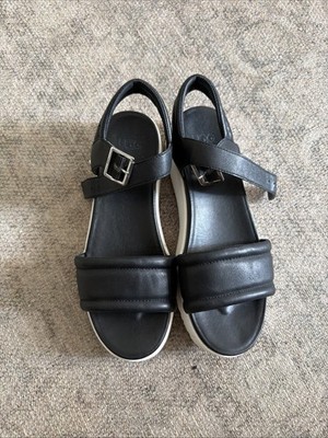 UGG Zayne Ankle Strap Leather Slingback Womens Black & White Color Size 8