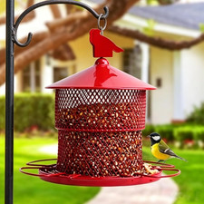Squirrel Proof Bird Feeder for Outdoors, 4 Lbs Large Capacity Metal Mesh Wild Bi