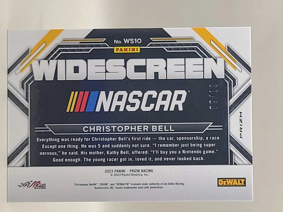 2023 Panini Prizm #WS10 Christopher Bell Widescreen Gold Prizm #/10 - Image 2 of 2