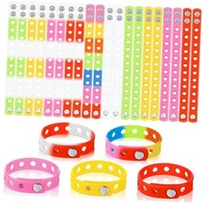 50 Pcs Silicone Charm Bracelets Adjustable Rubber Wristbands Cute Colorful