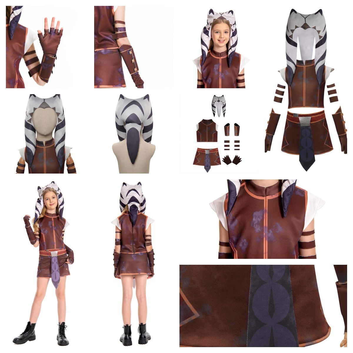 Niños Niña Cuentos de los Jedi Ahsoka Tano Disfraz con Sombrero Halloween