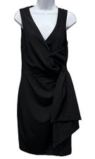 Jessica Howard Cocktail Dress Women's 6 Black Sleeveless Lined Zip Front Bow NWT