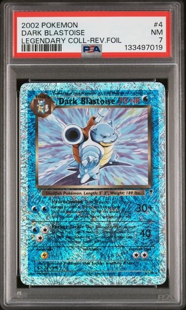“2002 Pokémon Legendary Collection Dark Blastoise #4 Reverse Holo PSA 7 NM”