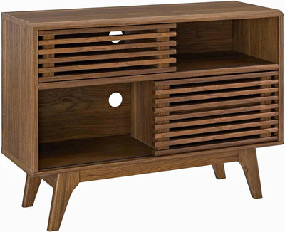 Render Mid-Century Modern Two-Tier Display Stand in Walnut