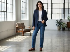 UNIQLO x Ines de la Fressange Paris Size SMALL Navy Blue Wool Blend Blazer