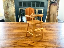 Vintage Strombecker Wooden High Chair 8" Dolls 1950 Furniture Swing Away Tray
