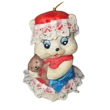 VTG Jasco "Caring Critter Chimer" porcelain bisque Christmas ornament Mama Bear