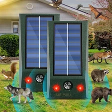 2 x LED Solares Ahuyentador De Perros Repelente Para Gatos Aves Espanta Animales